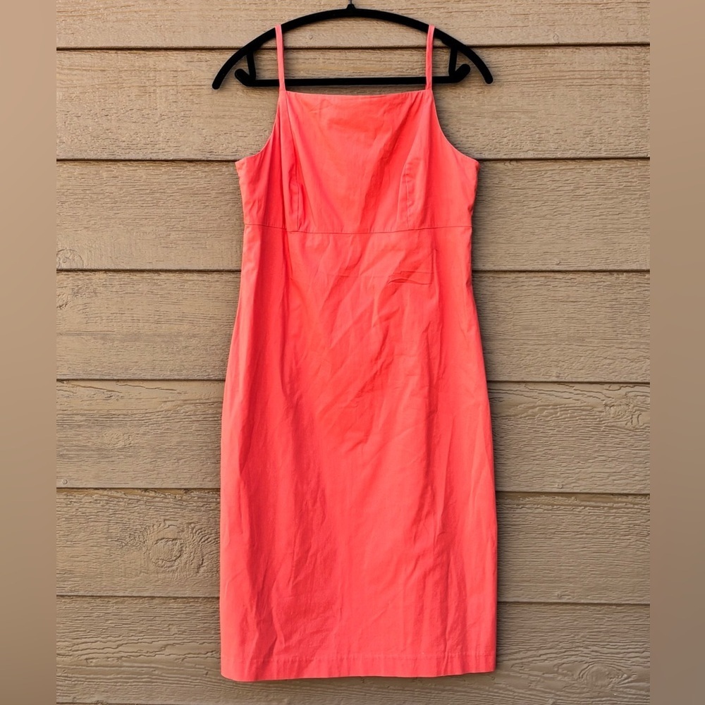Brooks Coral Stretch Midi Dress with Spaghetti Straps Size 10